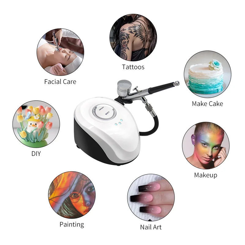 Facial Oxygen Therapy Injector Air Compressor Airbrush Tool Sprayer Nails Art Paint Tattoo Craft Cake Skin Cleaning Wrinkle Tool