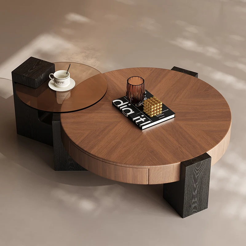 

Wood Storage Coffee Table Unique Designer Industrial Antique Coffee Table Round Aesthetic Mesa Auxiliar Chinese Style Furniture