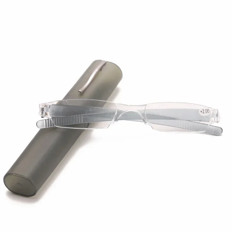 Men Reading Glasses Ultra-light Pen Holder Reading Glasses with Box Multi-color One-piece Plastic Presbyopic Glasses +1.0 To +4 image 4
