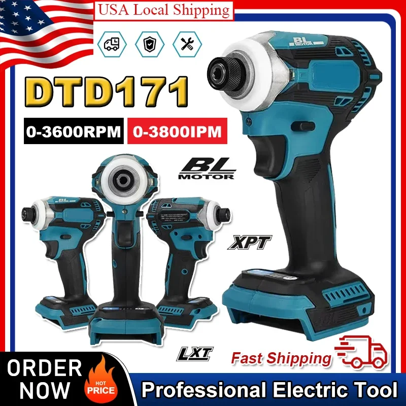 

Fit Makita DTD171 Brushless Impact Driver Rechargeable Screwdriver Drills Cordless Power Tools 18V BL Motor Bare Tool Unit Tools