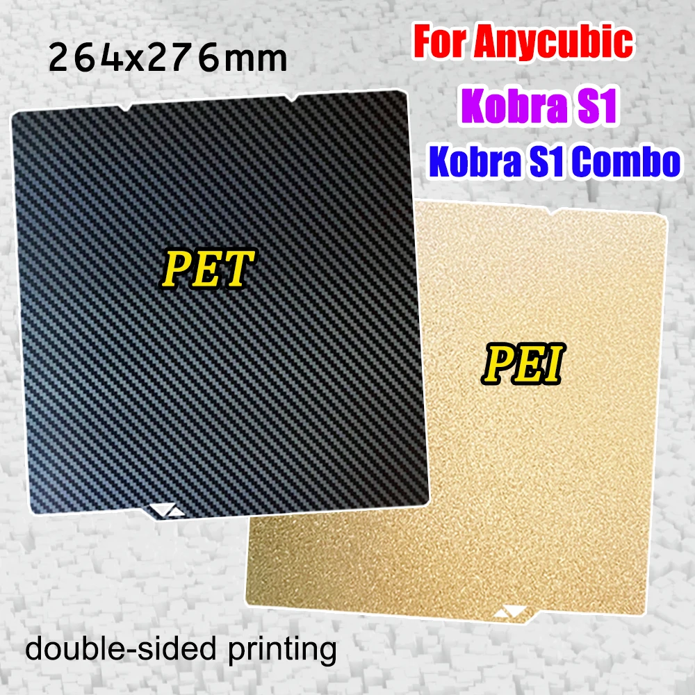 

Kobra S1 PEI For Anycubic Build Plate 3D Printer Kobra S1 Combo Sheet 264x276mm Double Sided Spring Steel Sheet Bed Accessories