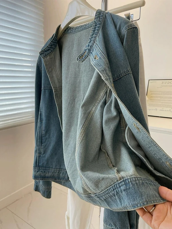 Retro Sle Women's ort Denim Jaet Loose Fit Slimming Top Spring Autumn New Arrival Casual Faion Outerwear