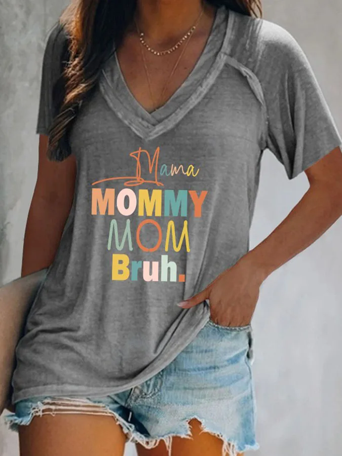 Women's Hippie Style Print T-Shirts  Long Sleeve V Neck Tops Casual Loose Tees
