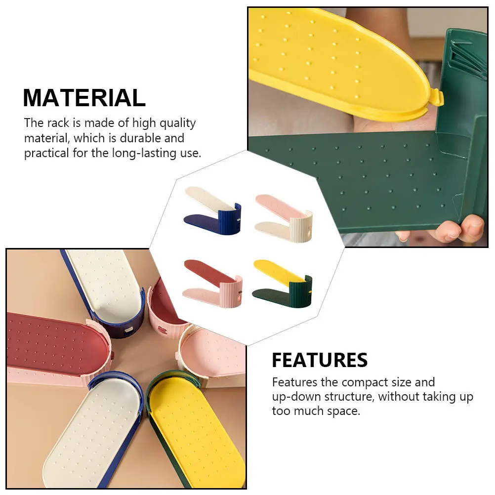 

4Pcs Household Shoes Rack Adjustable Design 2-Layer Shoe Storage Organizer for Shoes Holder Bedroom Bathroom Shoe Organizer