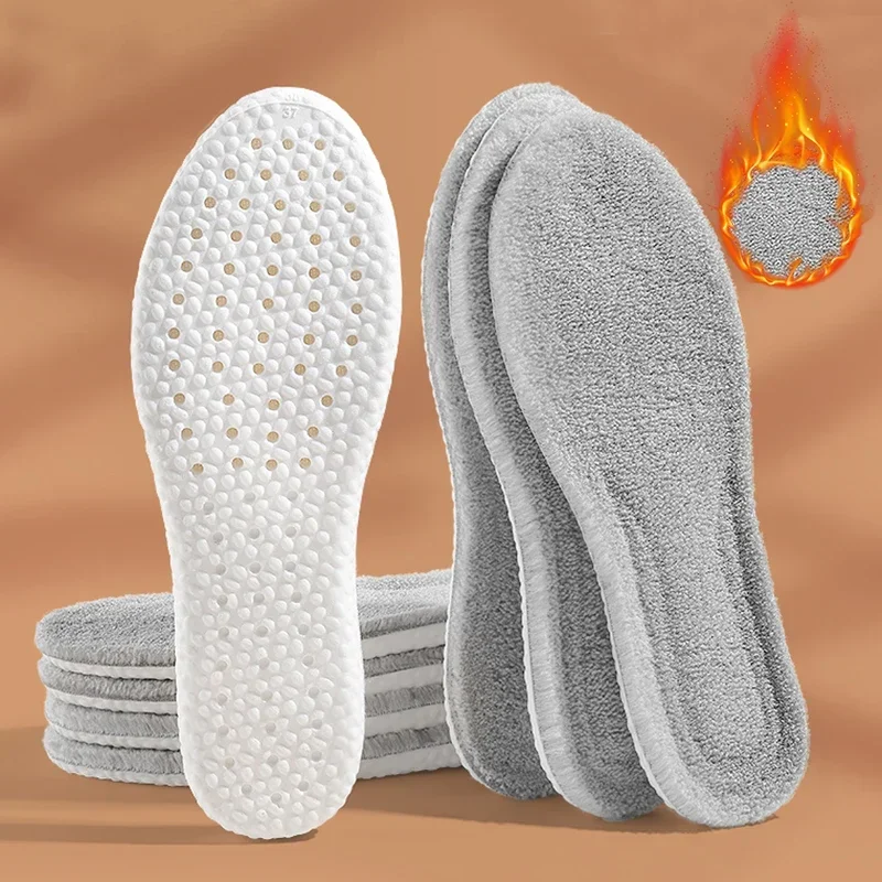 2PCS Winter Self-heating Insoles Women Men Thicken Thermal Plush Shoe Pads Unisex Sports Boots Cashmere Inserts Padding image 6