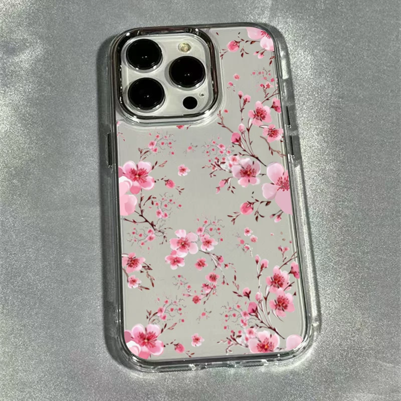 Winter First Snow Cherry Blossom Frame Soft Phone Case For iPhone 17 17Air 16 15 14 13 12 11 Pro Max XS X XR 7 8 Plus 16E Cover view 6
