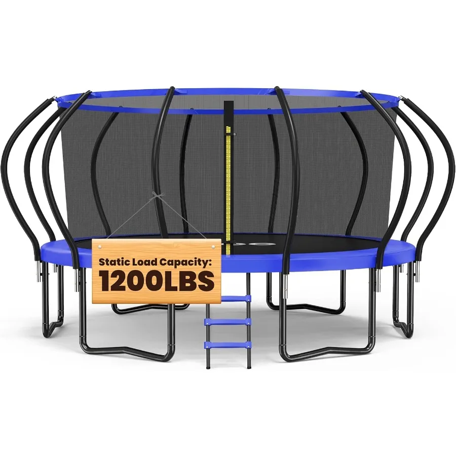 

1200LBS Weight Capacity Outdoor Yard Trampolines for Adults 16FT 15FT 14FT 12FT 10FT 8FT High-Safety Bounce Platform with Reinf