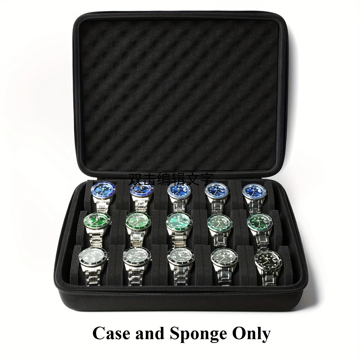 Hard-Shell 15 Slots Watch Storage Organizer Case, Watch Carry Box Fit Large And Small Watches, With Soft Foam Pillow