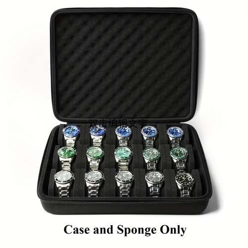 Imagen 2 del producto Estuche organizador de almacenamiento para relojes con 15 ranuras, caja de transporte para relojes que se adapta a relojes grandes y pequeños, con almohada de espuma suave