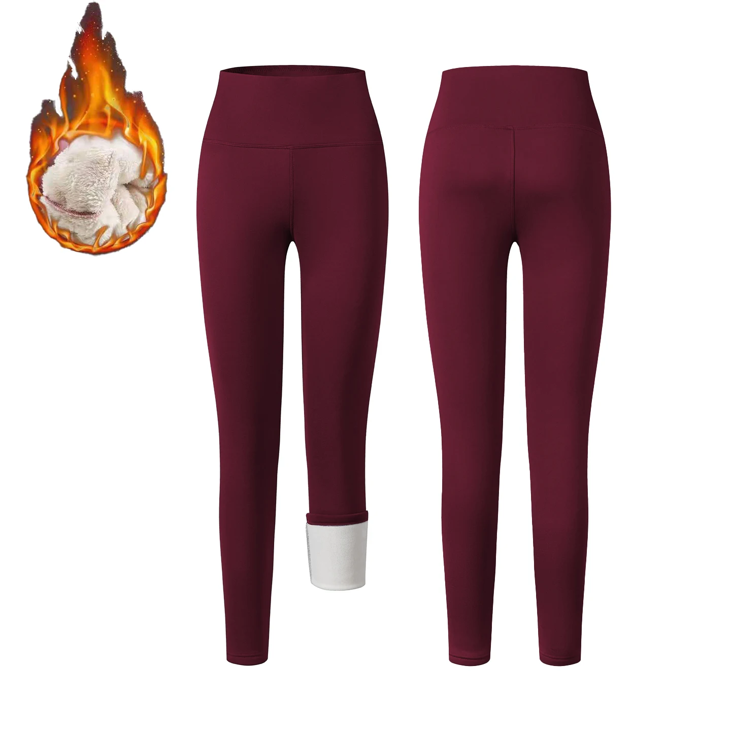 Mit Fleece gefütterte Winter-Yogahose für Damen: Hochelastische, figurschmeichelnde, warme Leggings