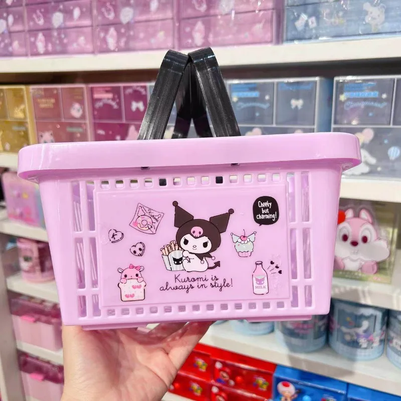 Sanrio Series Cinnamoroll My Melody Tote Basket Cute Hello Kitty Bathroom Storage Drain Basket Picnic Outdoor Fruit Basket. view 2