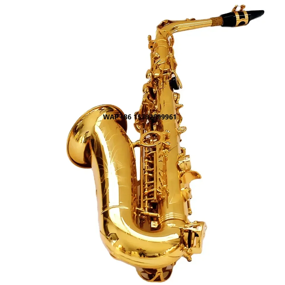 Wholesale and Retail Alto Eb Saxophone Instruments in Electrophoresis Gold Lacquer Finish