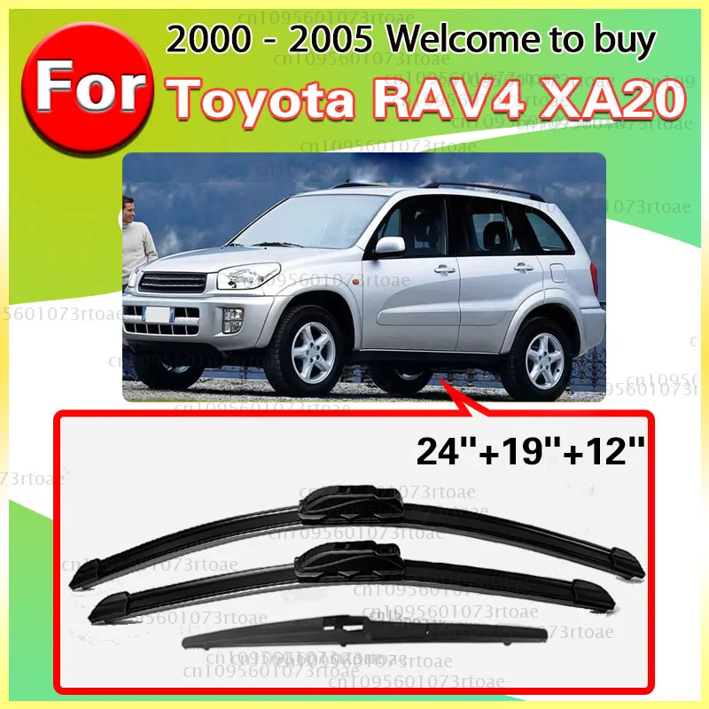 For Toyota RAV4 XA20 2005-2001 High-performance wiper 24"+19"+12" Front Rear Windscreen Wiper Blades Set reliable quality