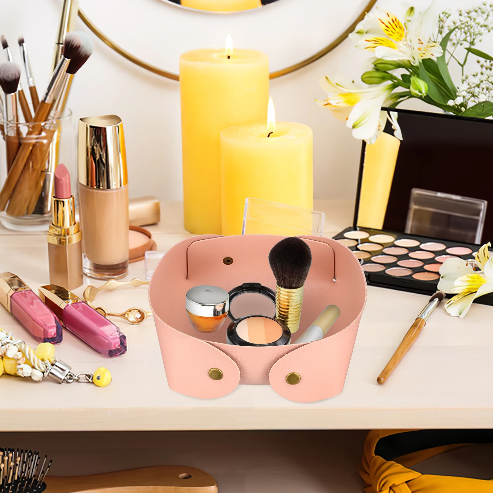 

Dividers Storage Tray Desk Drawer Organizer Fold Pink Desktop Organiser