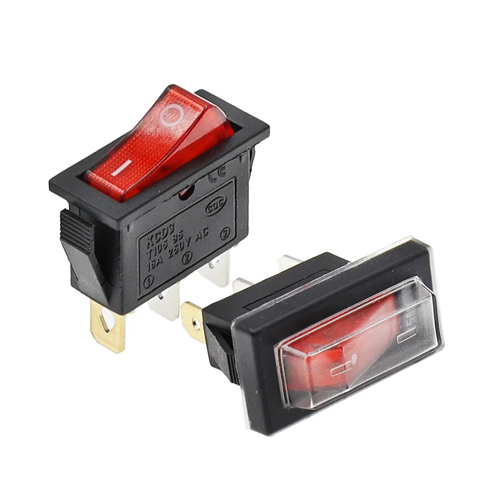 10pcs Rocker Switch Mini Switch ON-OFF-ON 2 Position 3Pins Electrical equipment With Light Power Switch 16A 20A