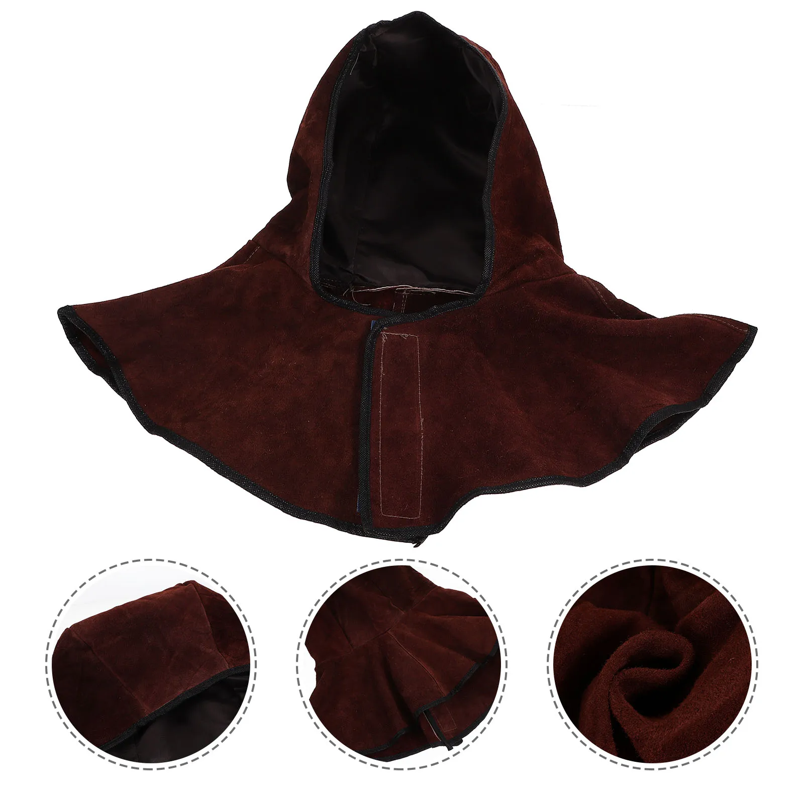 

Cowhide Welding Hood Anti Splatter Flame Resistant Cape Neck Drape Adjustable Brown Split Welder Hat for Men Women Safety