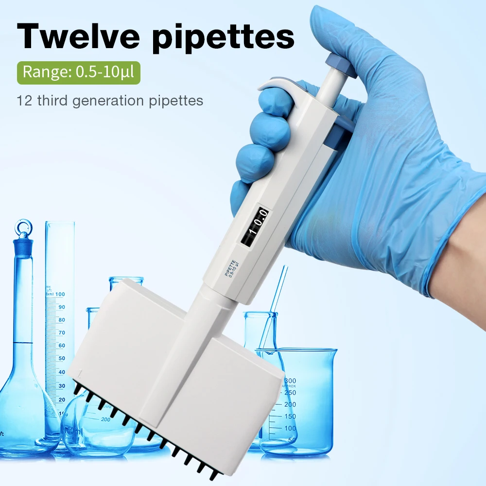 New Arrival 12 Channel Pipette Adjustable 0.5-10ul Multi Channel Digital Pipette Laboratory High Accurate Micro-pipette Dropper