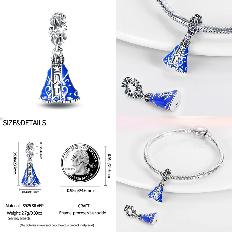 2023 New in Hot sale Original Our Lady Shaped Charm Beads Fits Pandora Bracelet 925 Silver Blue Series Pendant Bead Fine Jewelry