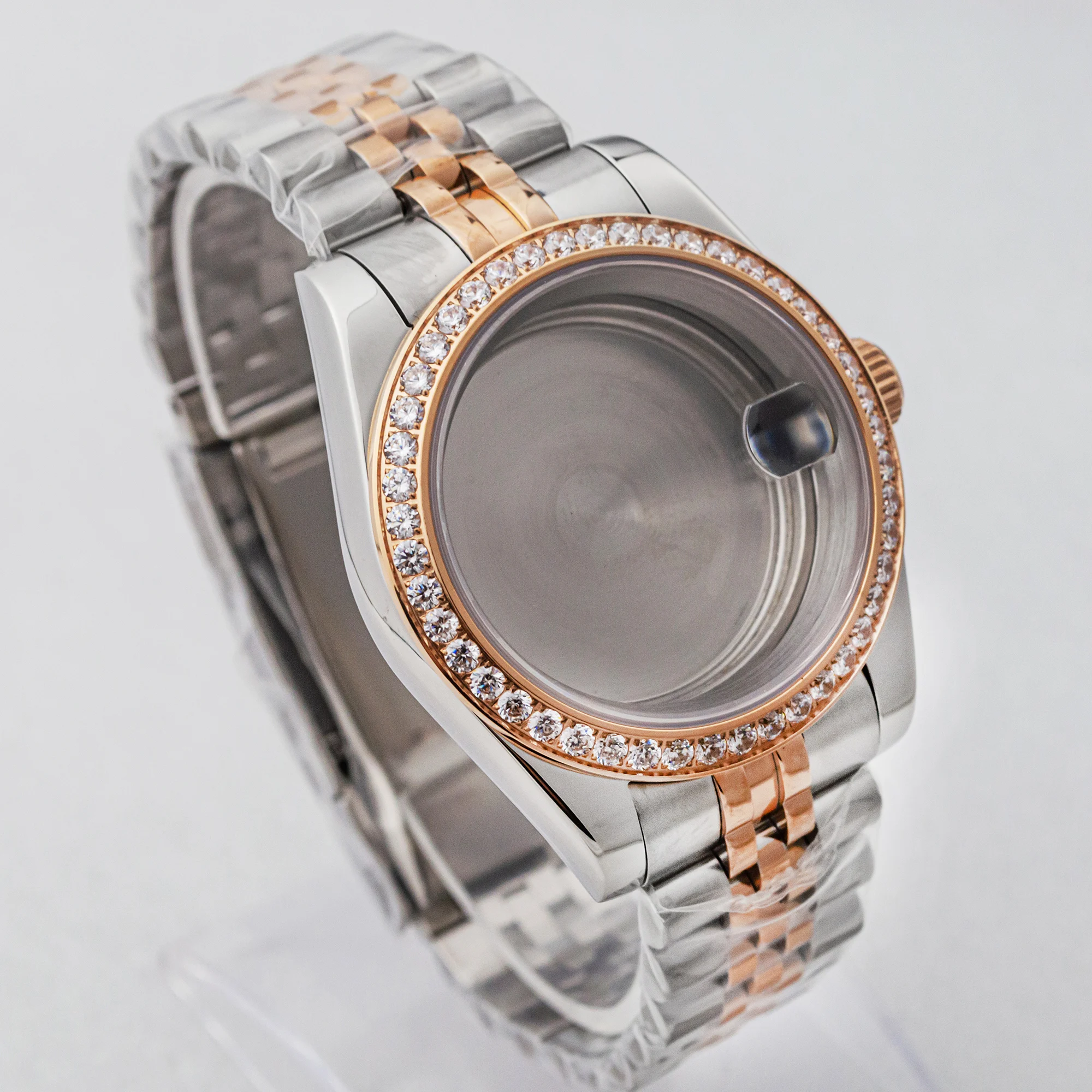 

Diamonds Watch Case NH35 Case Strap Stainless Steel Sapphire Glass 10ATM Waterproof Watch Parts for Datejust NH35 NH36 Movement