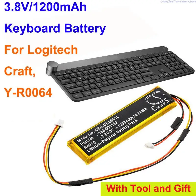 OrangeYu 1200mAh Keyboard Battery for Logitech Craft, Y-R0064