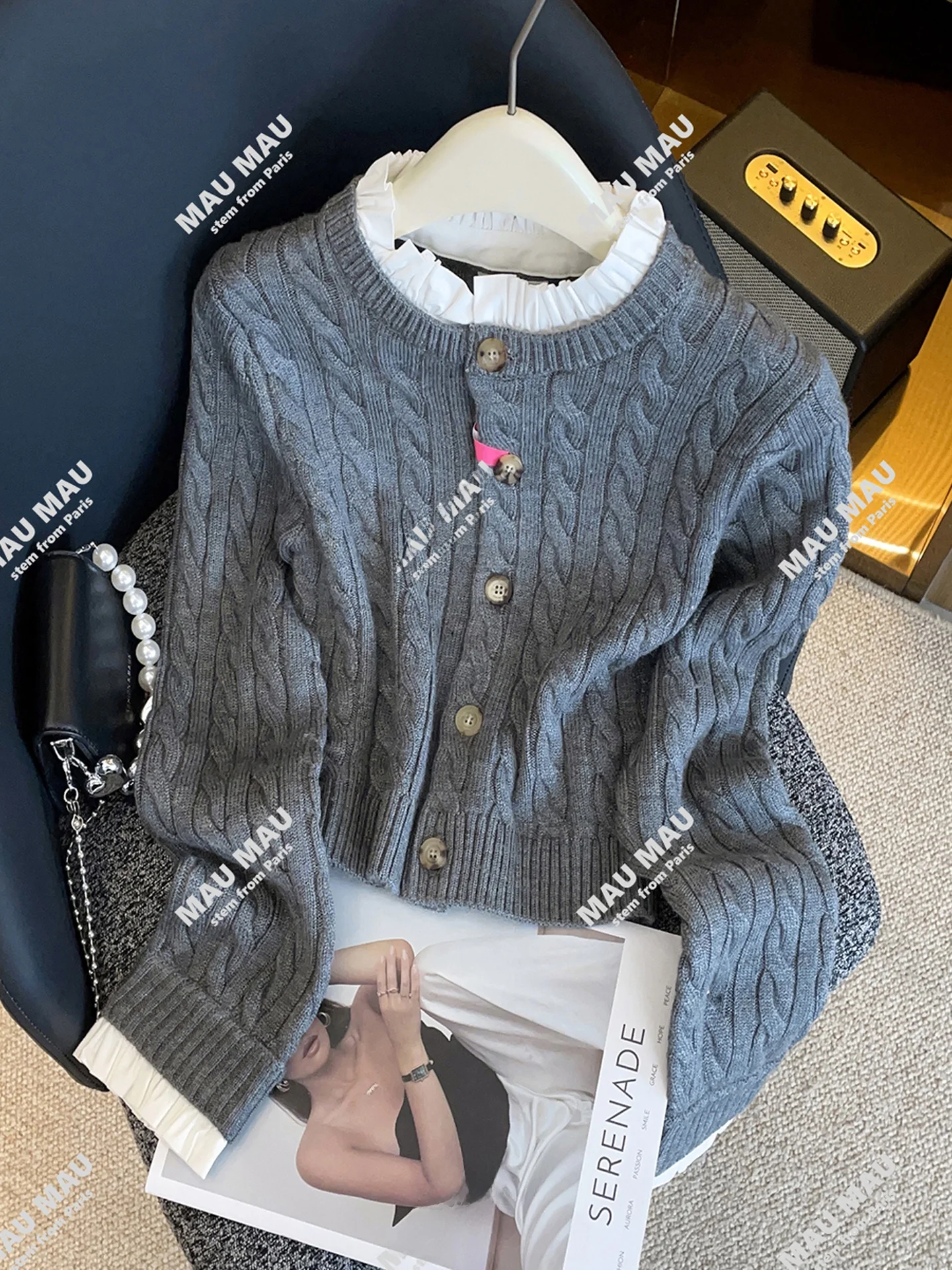 

Женский вязаный кардиган из льна серии AY, весенняя верхняя одежда, удобный, дышащий, средней длины, повседневный трикотаж