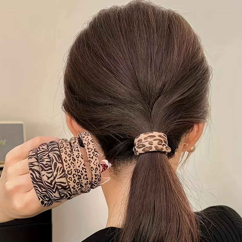 10pcs Fashion Leopard Print Elastic Rubber Hair Bands Hair Rope for Women Party Hair Accessories image 6