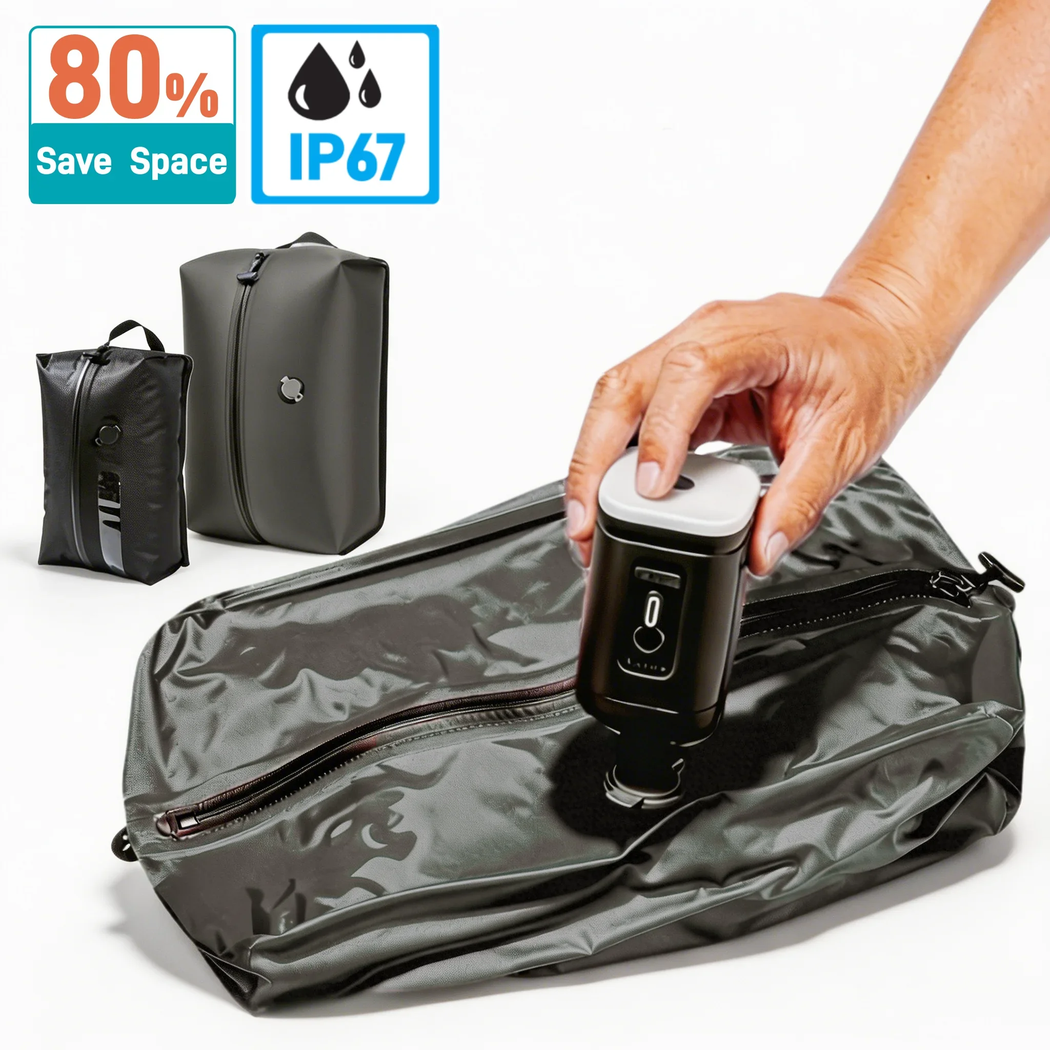 Travel Essentials Vacuum Bags 80% Space Saving with Wireless Electric Pump 9L 17L Clothes Organizer Compression Pouch Bag