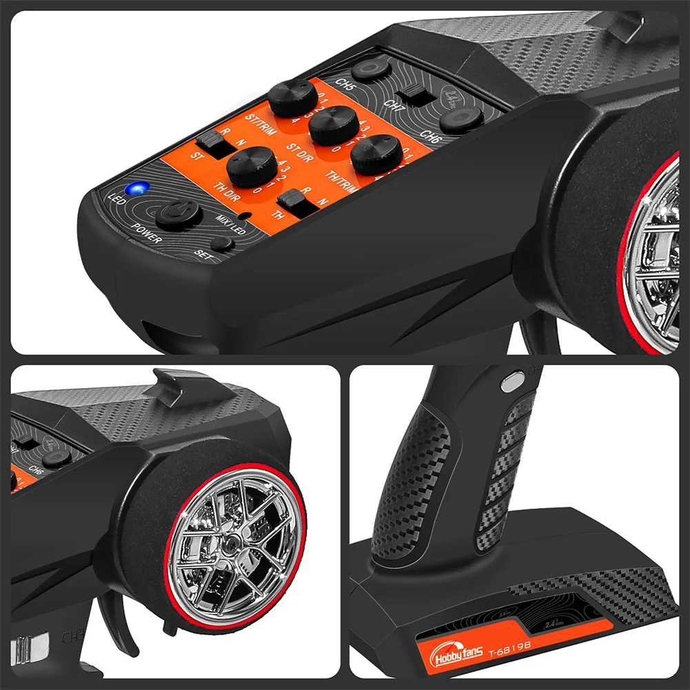 

7 Channels 2.4GHz Remote Control RC Transmitter and Receiver Anti-Jamming Remote Controller for RC Car Crawler Boat