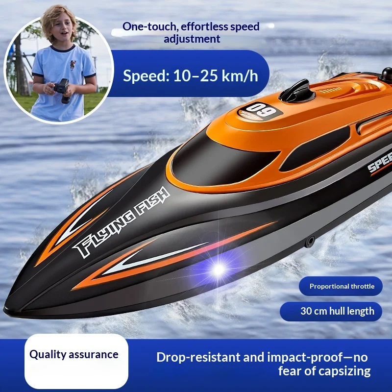 Hongxunjie Hj812 2.4g Remote Control Boat 25km H High Speed Racing Boat With Led Light Water Speedboat For Outdoor Lakes Pools