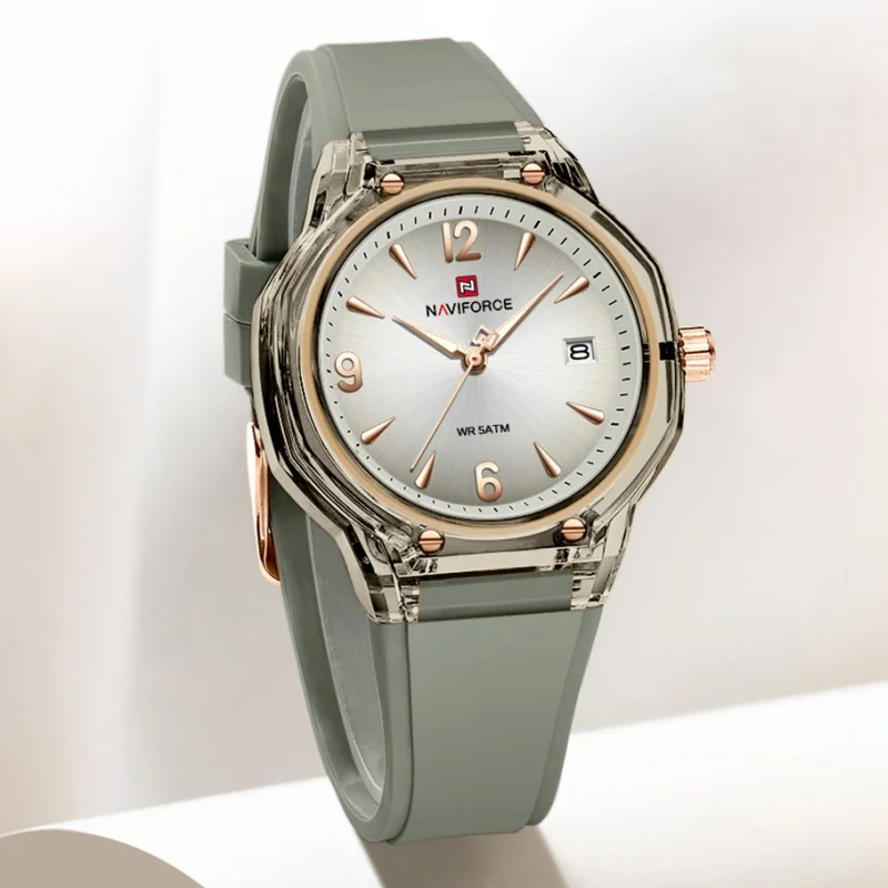 

Женские часы NAVIFORCE 6110, водонепроницаемые до 5ATM, с люминесцентным дисплеем и светящимися стрелками, модный силиконовый ремешок, ночное свечение