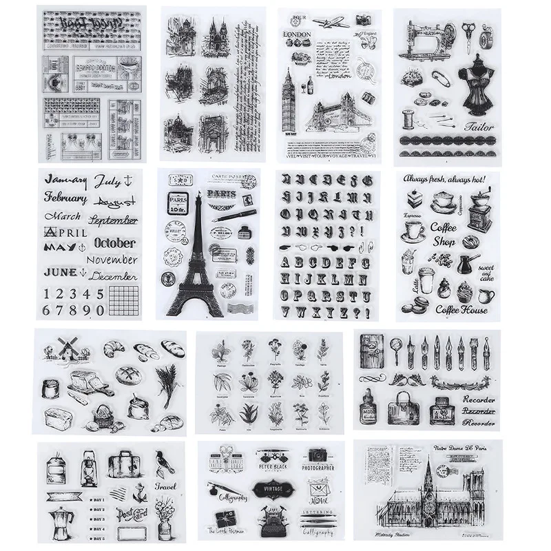 

Kawai Transparent Silicone Seal Retro Icon Office Diary Stamp DIY Album Card Handbook Decoration Material Wholesale Lovely