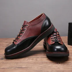 Short Face Low Help Work Shoes Men's Hand-stitched Shoes All Cowhide Breathable Casual Shoes