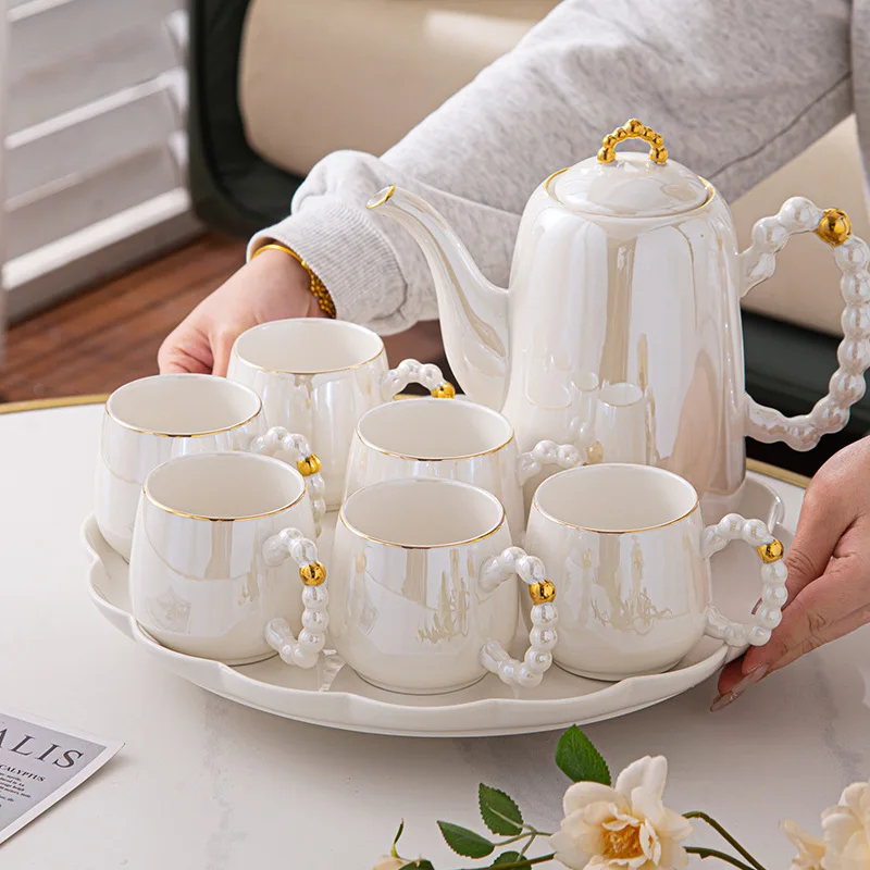 For light luxury set tea set living room household ceramic water set housewarming creative water cup high value