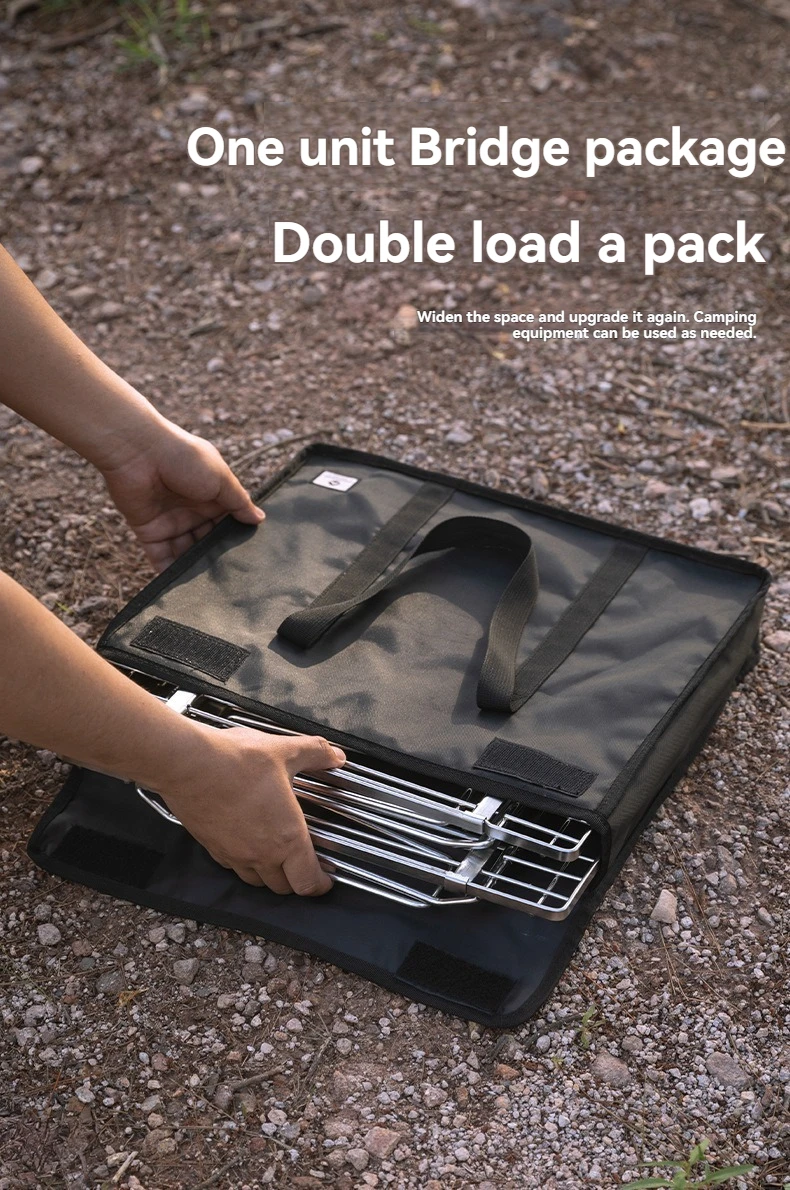 CAMPINGMOON G-38 Unit Multi functional Bridge Camping Barbecue Table Stainless Steel Camping Foldable Expansion Stand