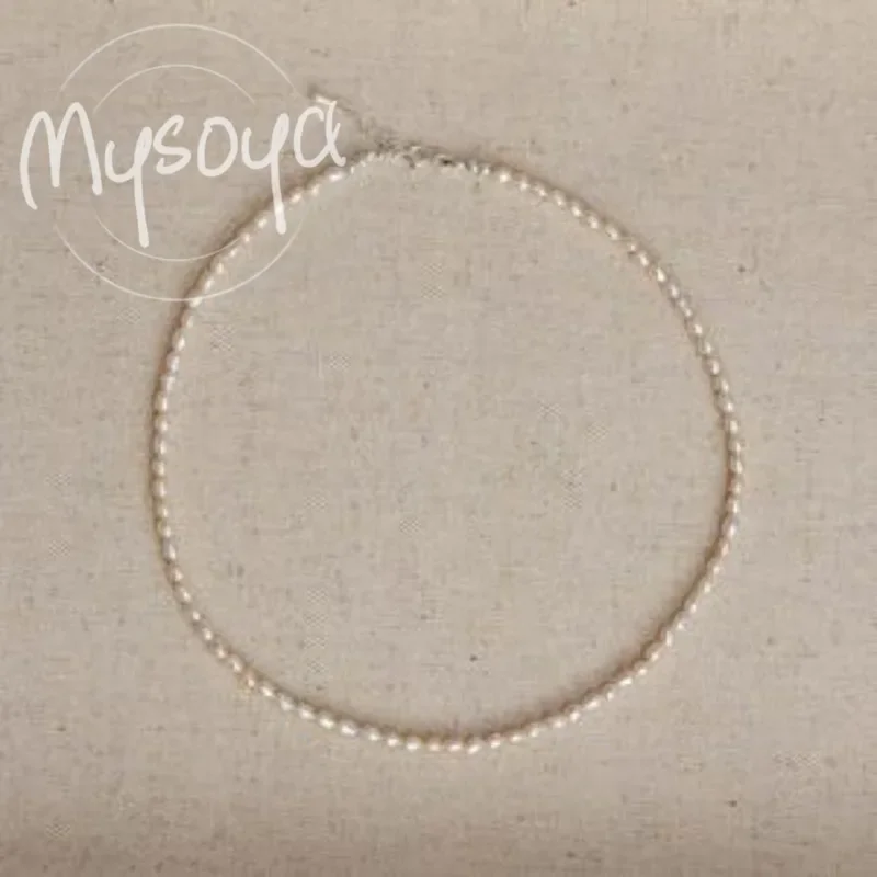 

MYSOYA White Rice-shaped Freshwater Pearl Necklace 4-5mm With Gift Box, For Her/Him, Birthday/WeddIng/Anniversary/Christmas Gift