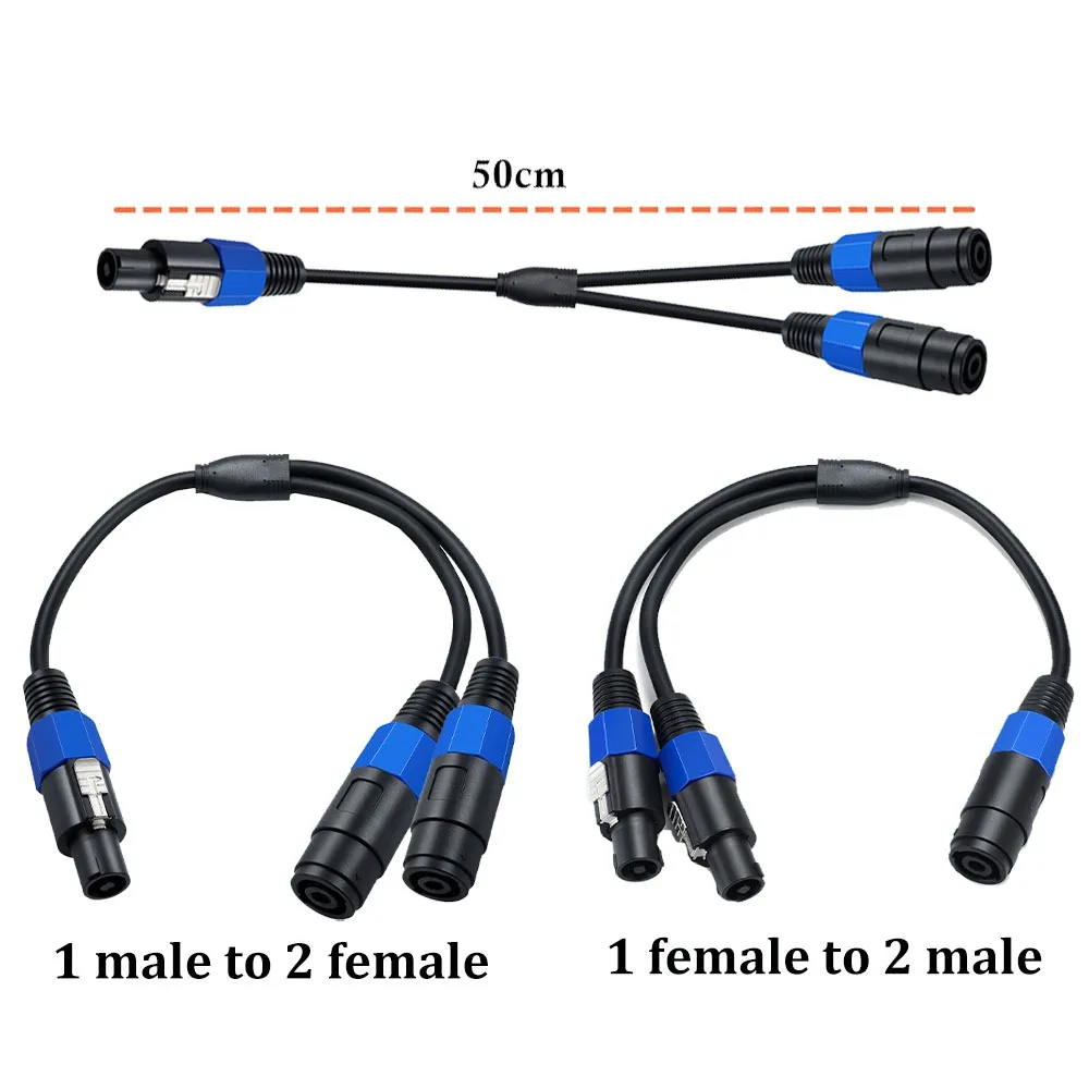 

Кабель-разветвитель Speakon 1 на 2 (Y-образный), с разъемом Female на Dual Male, удлинитель для акустических систем, 0.5м, высокомощный аудиокабель для DJ, сцены, усилителя