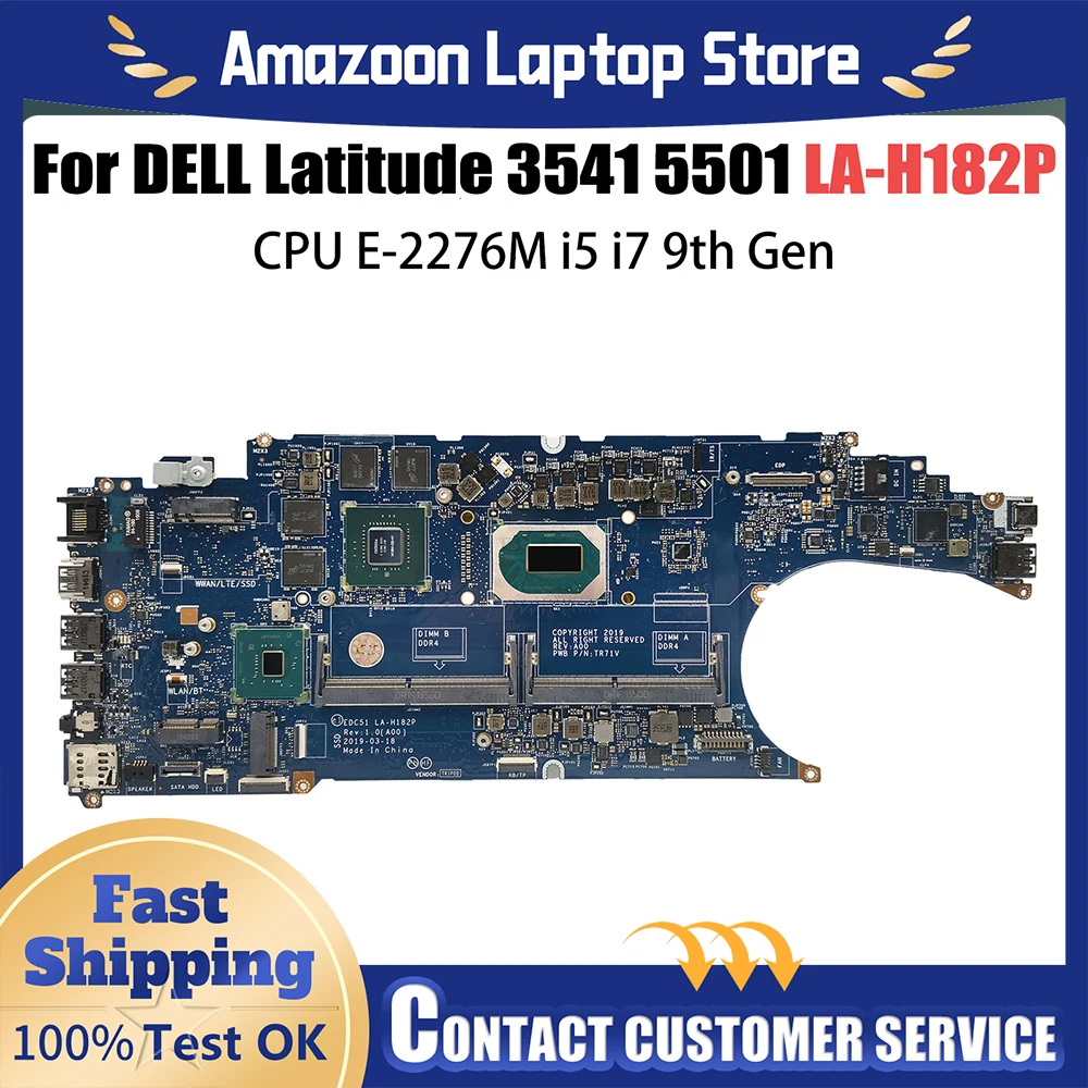 

Материнская плата для ноутбука DELL Precision 5501 3541, LA-H182P CN-0WH66R 0WH66R, графический процессор MX150/P620, материнская плата EDC51, Latitude, 100% тестирование