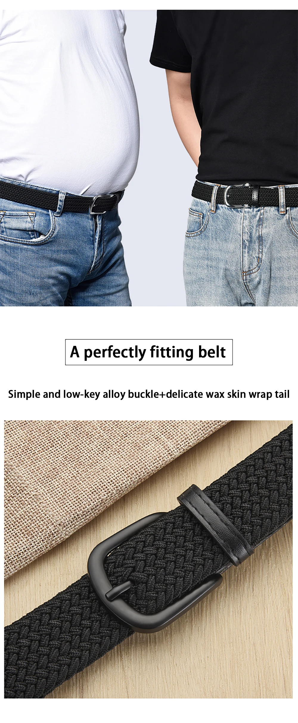 Herrengürtel, lässig, gewebt, elastischer Gürtel, Outdoor-Sport, Damengürtel, kein Stanzen erforderlich, Klettern, Arbeitsgürtel für Männer und Frauen, modisch – Detail 4
