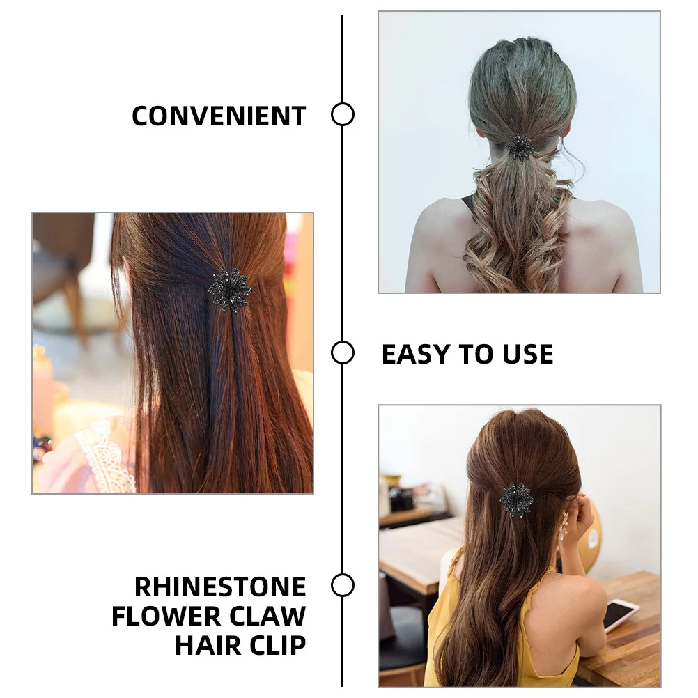 

2 шт. прочные зажимы для волос со стразами и цветами, простые в использовании и вмещающие волосы для повседневной жизни и мероприятий, зажим для волос со стразами