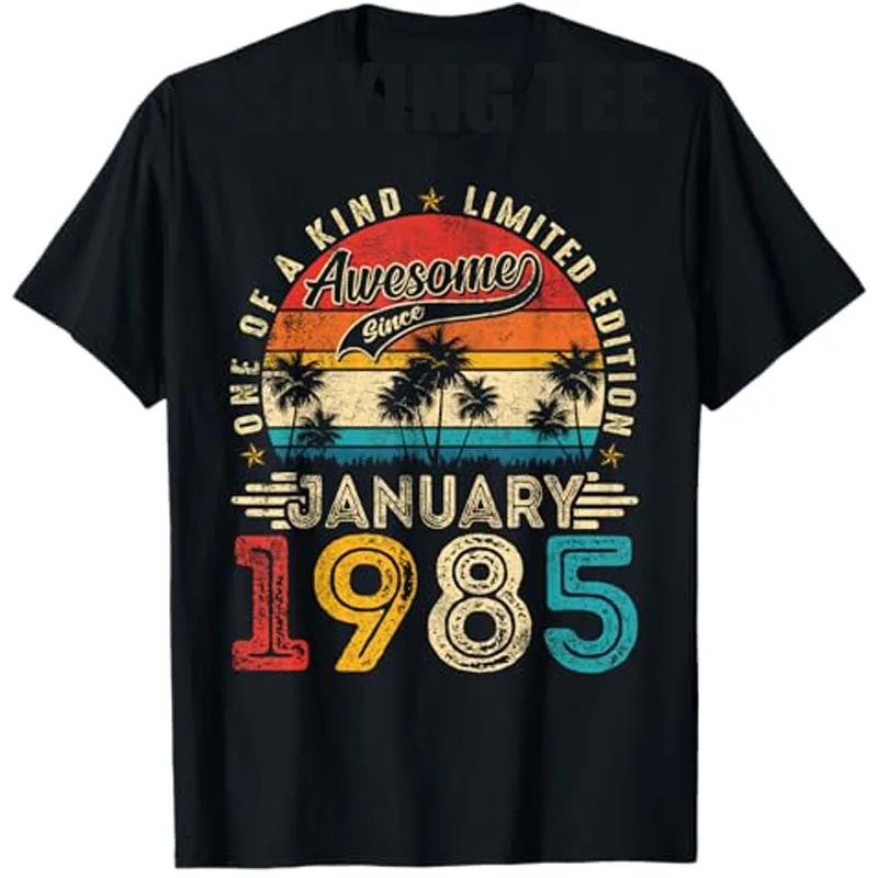 One of A Kind Awesome Since January 1985 40th Birthday Men 40 Years Old T-Shirt Retro Style Husband Daddy Gift Saying Tee Outfit