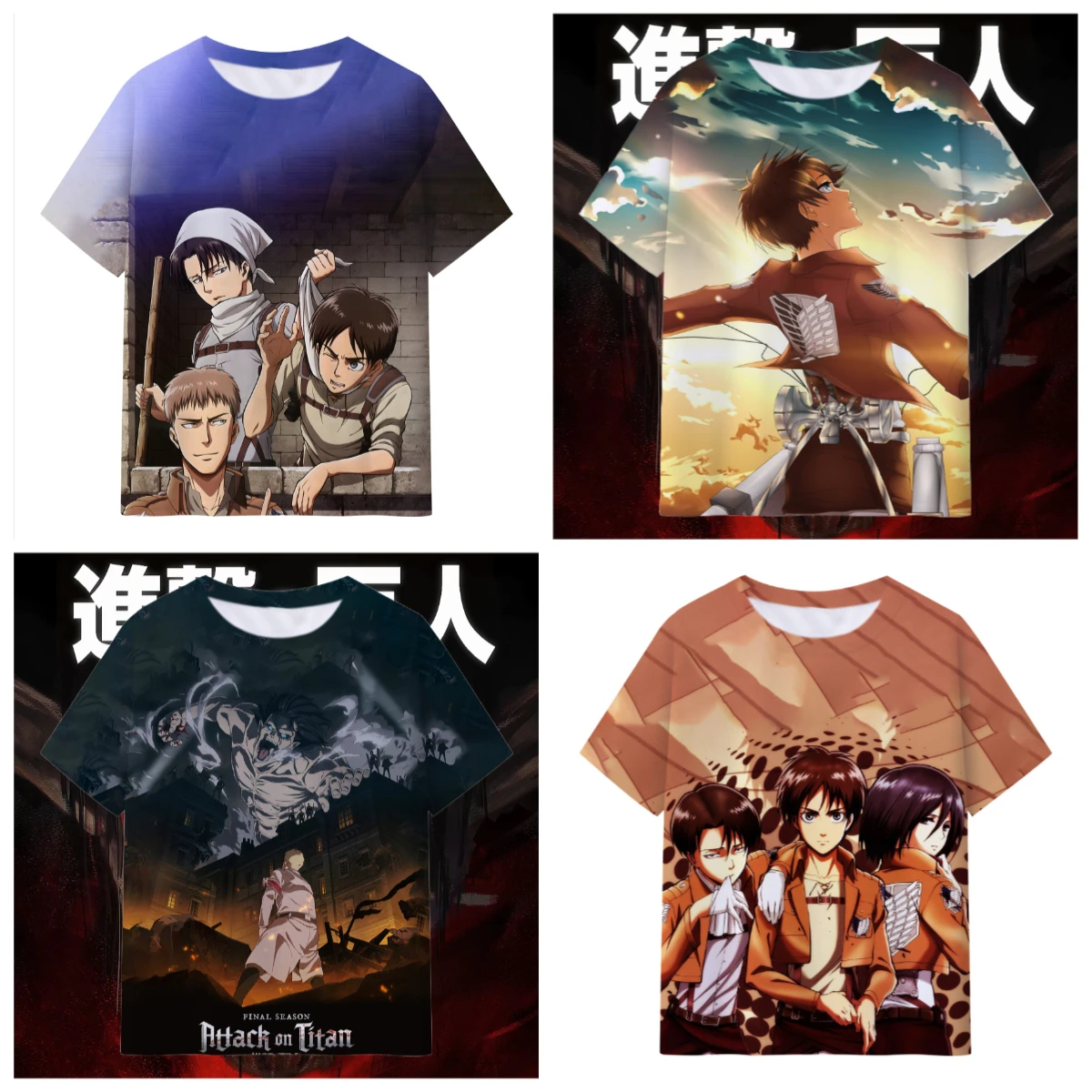 25/26 Japanse Klassieke Anime Aanval op Titan 3D Gedrukt T-shirts mannen en Kinderen Maat Zomer Tees Heren Jongens tweedimensionale COS