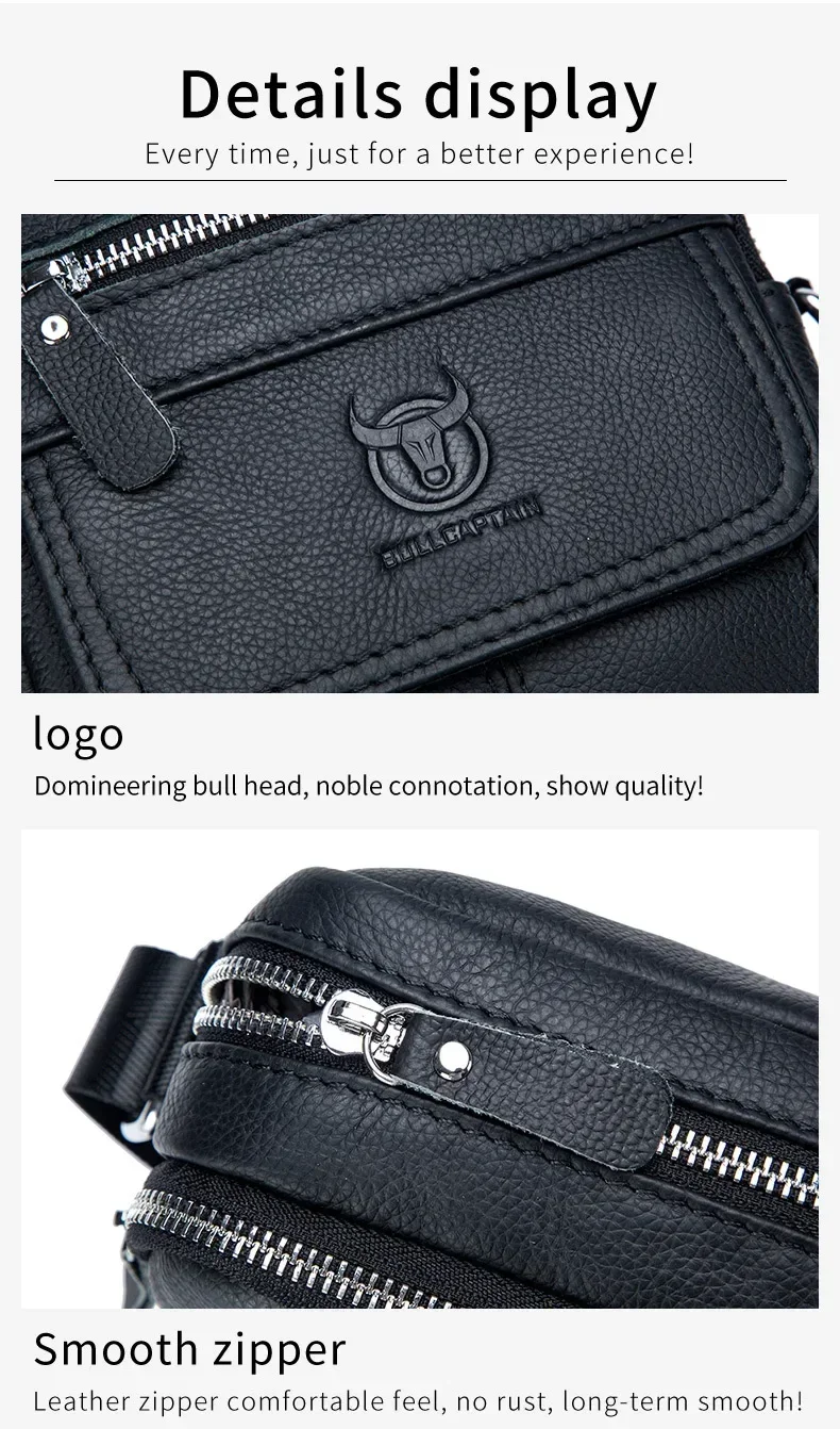 Bull captain lässige Herren Umhängetaschen Business Umhängetasche hochwertige Herren Rindsleder Tasche Mini große Kapazität Tasche – Detail 13