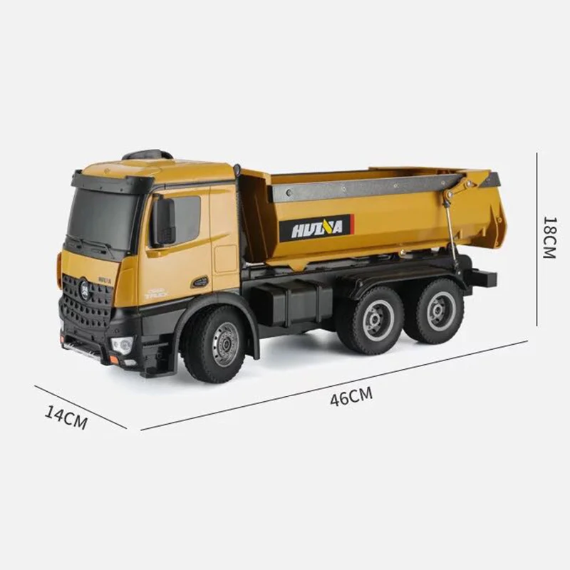 HUINA RTR 1573 1/14 RC Dumper Truck 2.4G elettrico tucano telecomando auto batteria luce giocattoli all\'aperto per ragazzi regalo TH18056