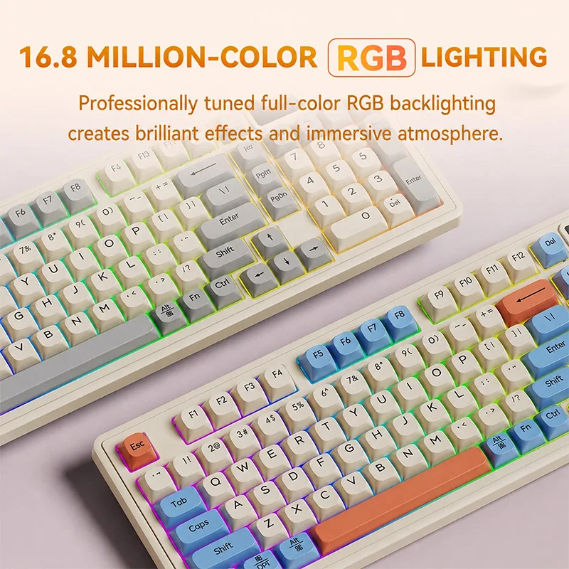 L98 Wired Keyboard 98 Keys Mechanical Feel Rgb Gaming and Office Keyboard Dust-Proof Structure with Display and Multi-Function Knob Suitable for Pc and Laptop
