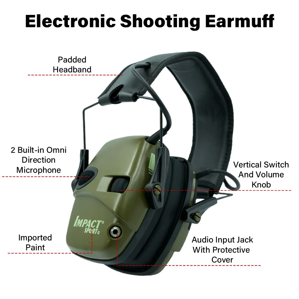 حار بيع الإفراط في الأذن سماعة الرماية النشطة الإلكترونية حماية السمع غطاء للأذنين إلغاء الضوضاء سماعة الصيد النشطة جديد
