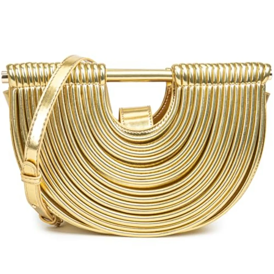 Trendy Woven Evening Clutch Purse Half Round Designer Shoulder/Crossbody Bag Top-Handle Satchel Handbags