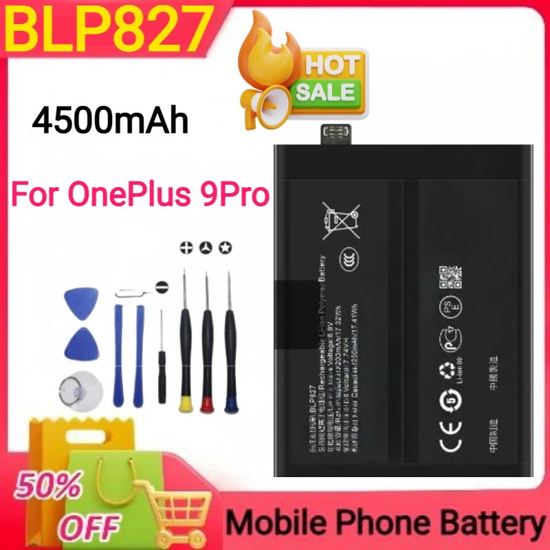 

Новый сменный аккумулятор емкостью 4500 мАч BLP827 для OnePlus 9Pro/1 + 9Pro LE2121 LE2125 LE2123, аккумуляторы для мобильных телефонов + инструменты