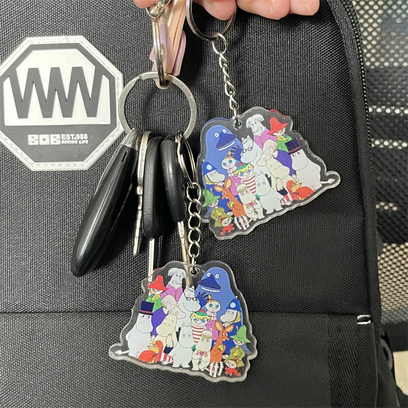 

New Moomin Acrylic Keychain Cute Cartoon Character Pendant Transparent Fashion Bag Car Key Decoration Gift Souvenir Lightweight