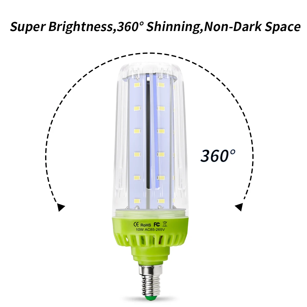 E27 Light LED Corn Lamp E14 Light Bulb 220V Spotlight 10W 15W 20W Household Candel Light No Flicker 110V LED Chandelier Lampara