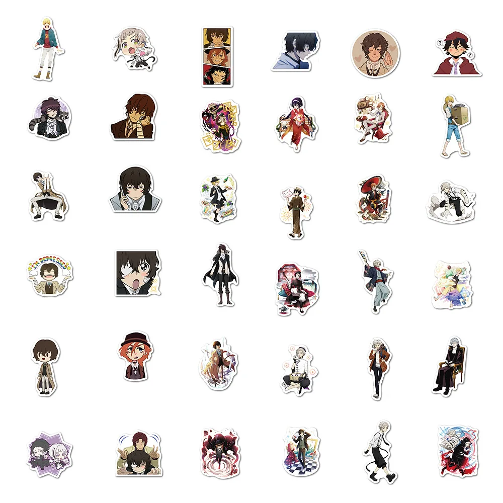 100Pcs Classic Anime Bungo Stray Dogs Stickers for Kids Japanese Anime Decals Stickers Waterproof Vinyl Hydroflask Phone